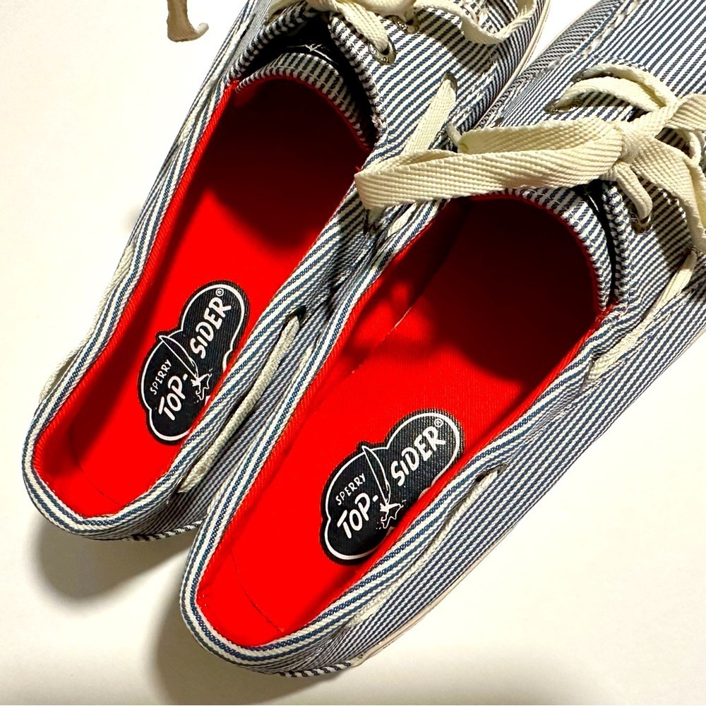 Sperry Top-Sider Blue and White Striped Boat Shoes New Women's Size‎ 8.5M Summer - Picture 11 of 15